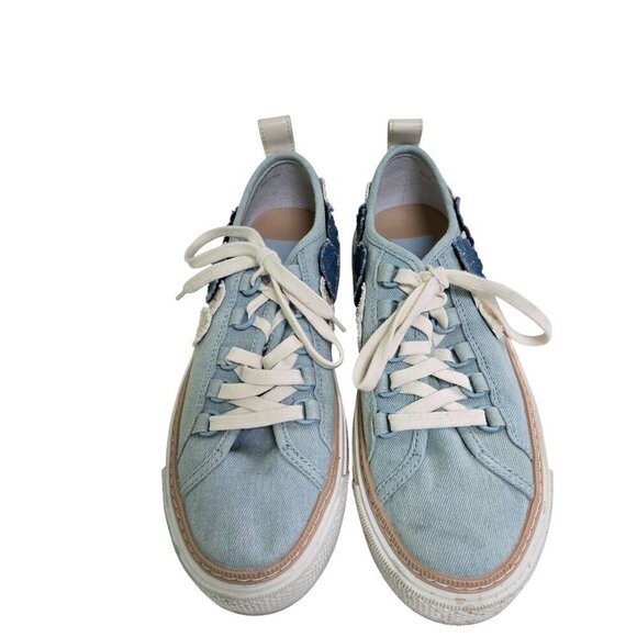Dolce Vita Robbin Sneakers Light Blue Denim 3D Flower Embellished Size 8.5 - Picture 4 of 8